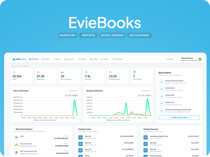 Eviebooks and EvieBillings dashboard case study preview
